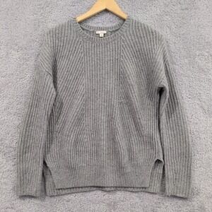 Gap Women's XS Boyfriend Lambs Wool Blend Gray Knit Pullover Sweater Oversized